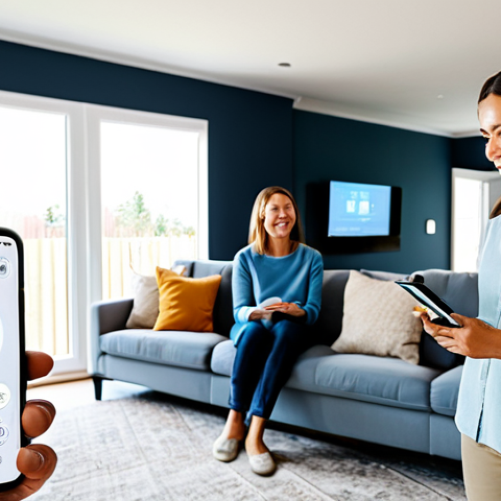 Smart Home Energy Efficiency**

"A modern living room with smart home devices: a thermostat displaying energy savings, LED lights with adjustable settings, and energy-efficient appliances. The scene is bright and welcoming. Focus on the technology integrating seamlessly into daily life. Fully clothed family members are interacting casually in the background. safe for work, appropriate content, fully clothed, professional, perfect anatomy, natural proportions, high quality, modest, family-friendly"

**