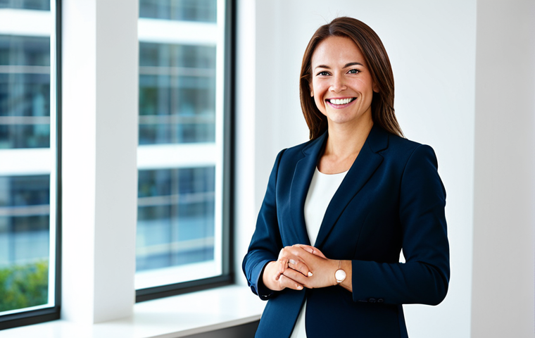 에너지관리 현장에서 자주 발생하는 문제 - Modern Office Portrait**
"A professional businesswoman in a tailored business suit, smiling confide...